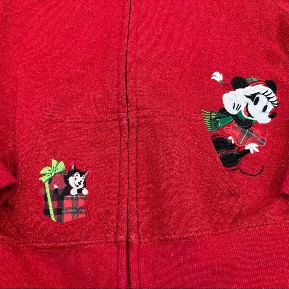 Walt Disney World red sparkle Christmas zip up hoodie